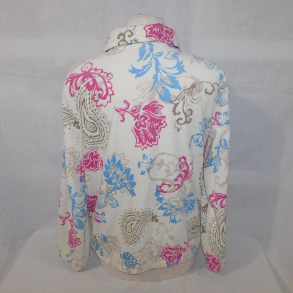 White Stag Paisley Floral Fleece Full Zip Jacket Cream Brown Pink Blue Womens L - Picture 9 of 11